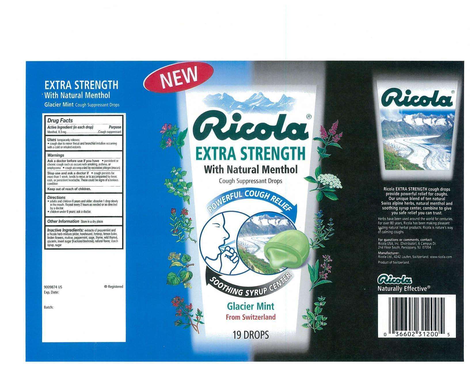 EXTRA STRENGTH WITH NATURAL MENTHOL GLACIER MINT COUGH SUPPRESSANT